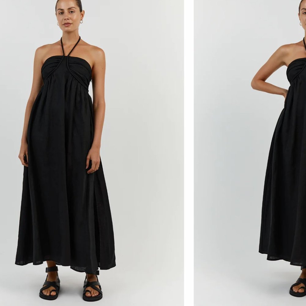 Dissh Gina Black Linen Midi Dress (2)
